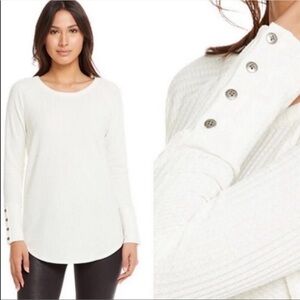 NWT CHASER Thermal Long Sleeve‎ Button Cuff Shirt Ivory Size Small
